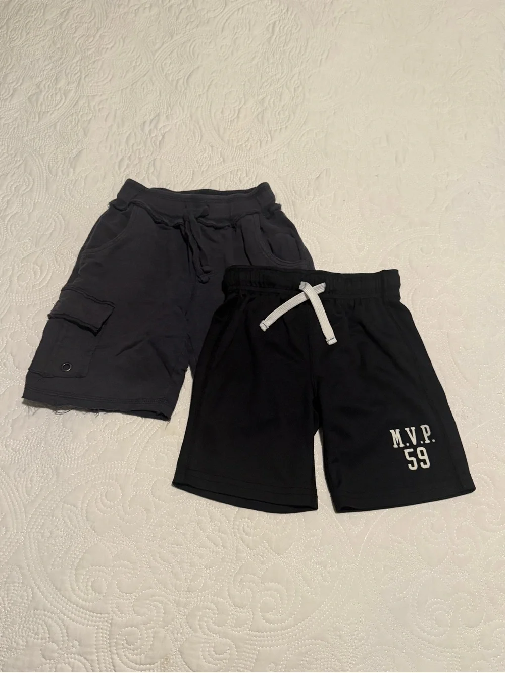 2 pair of kids shorts - Carter's black mvp 59 and Mish Boys 100% cotton gray